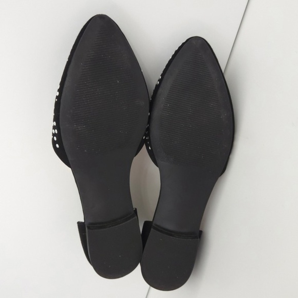 Isaac‎ Mizrahi Black Suede & Silver Studded Diamond Pattern D'Orsay Flats- 9.5 - Picture 6 of 8